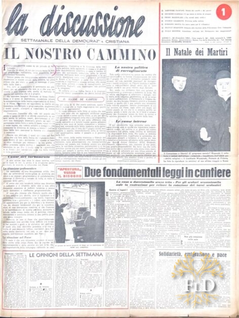 La Discussione - Numero 1 - 20 dicembre 1953